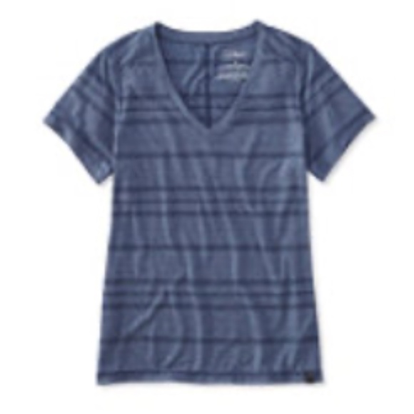 L.L. Bean Tops - L.L. Bean Long Weekend Spaced Stripe Tee, Raw Indigo, XL